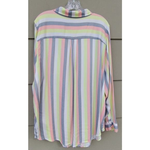 Torrid Multi Stripes Button down Shirt Top Blouse Tunic Pastels Size 4 - 4XL - Picture 4 of 10